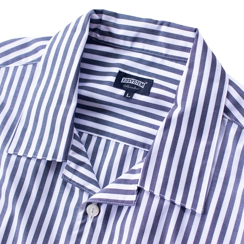 XOSYSTEM｜XO FUNNY LOGO OPEN SHIRT ｜WHT/BLK STRI