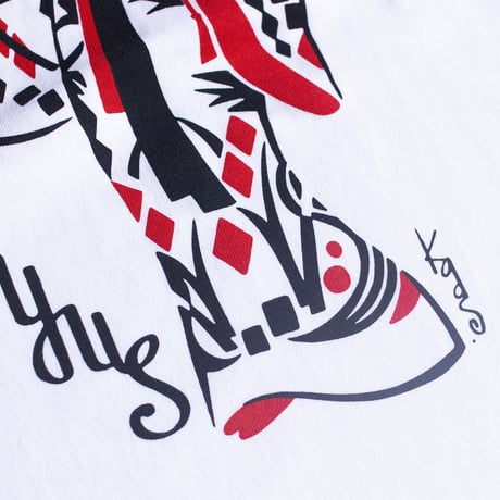 LINX｜LINX × Kads MIIDA-HANAGASA TEE / WHITE&RED