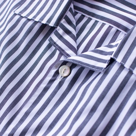 XOSYSTEM｜XO FUNNY LOGO OPEN SHIRT ｜WHT/BLK STRIPE