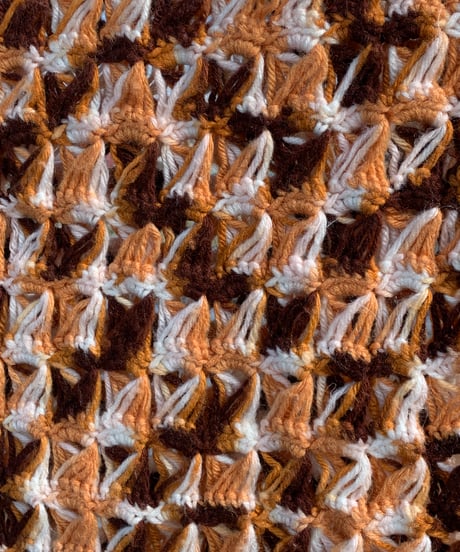 Knitting  Blanket -brown×orange-