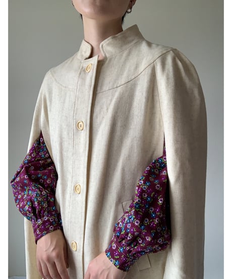 "80s" Wool Maxi Cape Coat