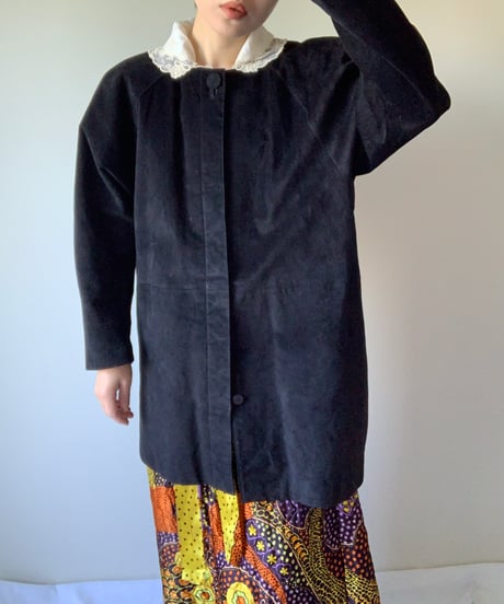 "80s" Pig Suede Collarless Jacket