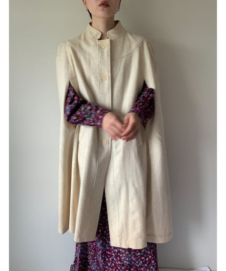 "80s" Wool Maxi Cape Coat
