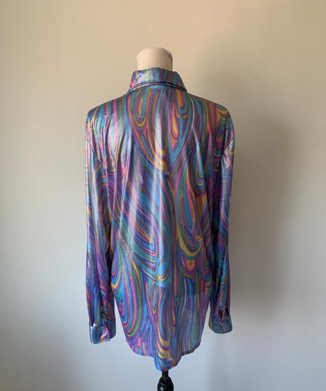 Mesh Fabric Rainbow Frill Blouse