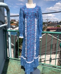 Sky Print & Flower Embroidery Maxi Dress
