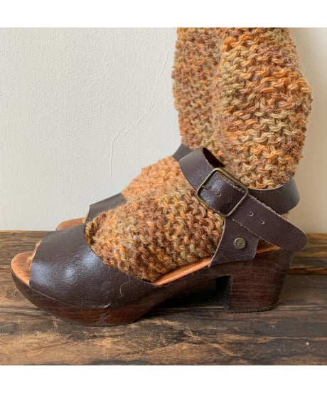 Wood Sole Sandal -brown-