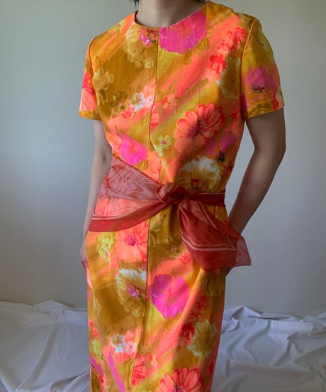 Oriental Flower Print Maxi Dress