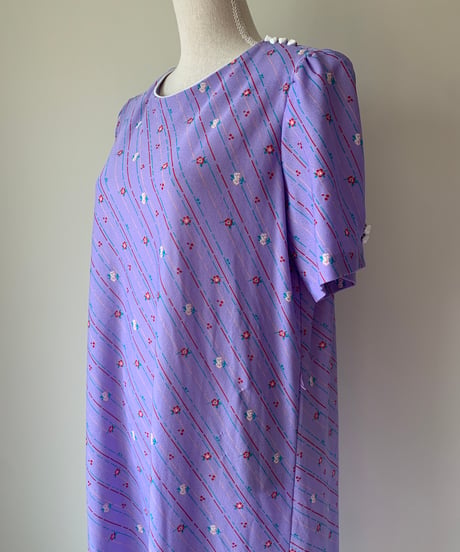 "90s" Flower Print White buttons Dress