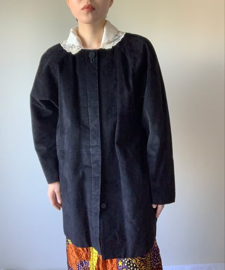 "80s" Pig Suede Collarless Jacket