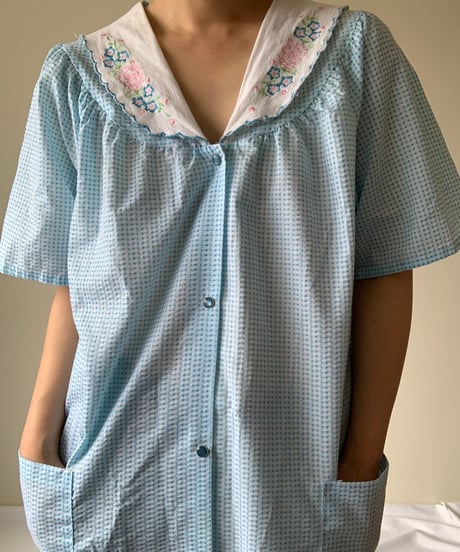 Flower Embroidery Relax Check Dress