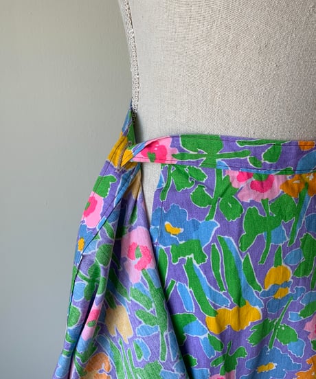 "80s" Flower Print Wrap Skirt