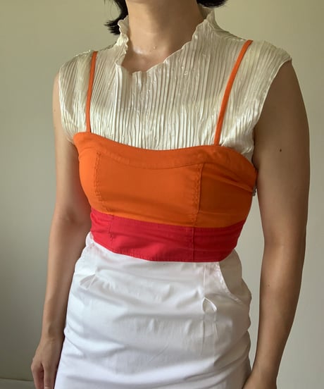 Stand Collar Pleats Sleeveless Tops