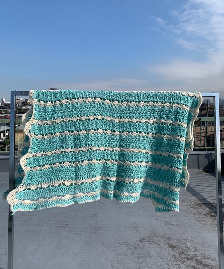 Knitting  Blanket -light blue-