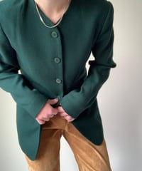 Fake Pocket Collarless Jacket