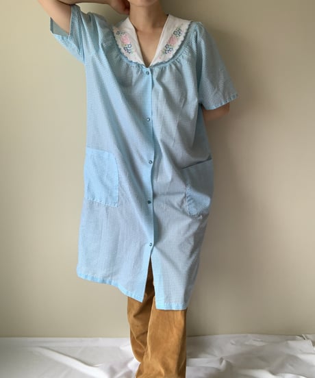 Flower Embroidery Relax Check Dress