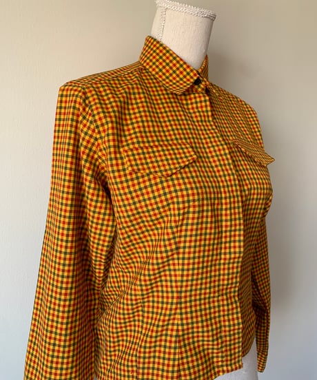 Plaid Pattern Secret Button Shirt