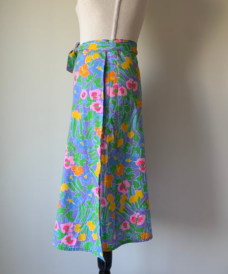"80s" Flower Print Wrap Skirt