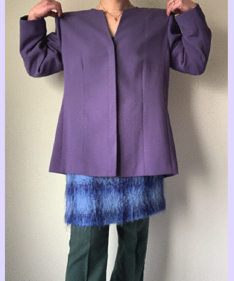 ジャケット・アウター ARULLE collarless cocoon jacket chuclla】Square silhouette set up collarless jacket cb-3