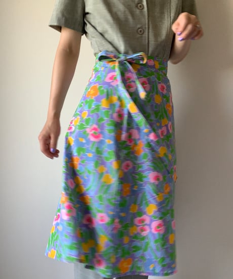 "80s" Flower Print Wrap Skirt