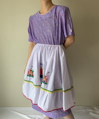"90s" Flower Print White buttons Dress
