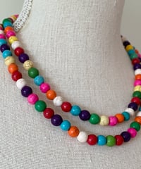 Colorful Wood Beads Necklace