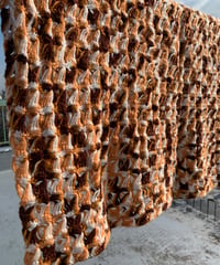 Knitting  Blanket -brown×orange-