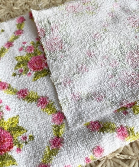 Vintage Pile Fabric Floral Towel