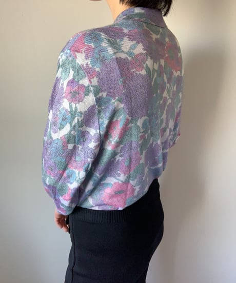 Floral Pattern Collared Sweater