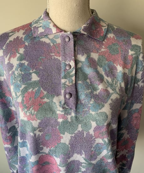 Floral Pattern Collared Sweater