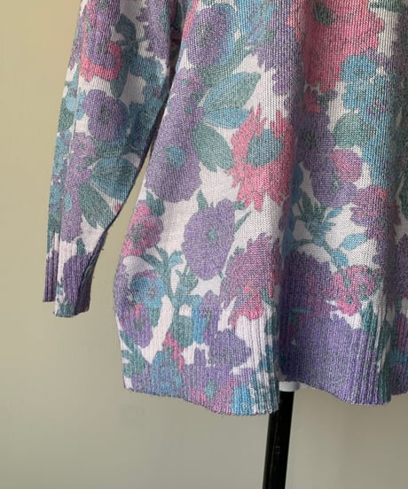 Floral Pattern Collared Sweater
