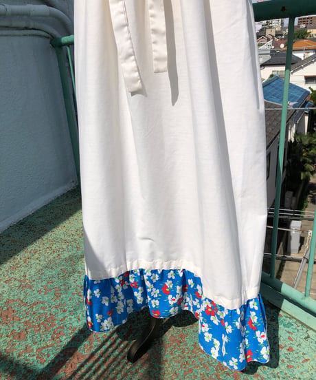 "60s" Flower Print Wide Sleeve Maxi Dress
