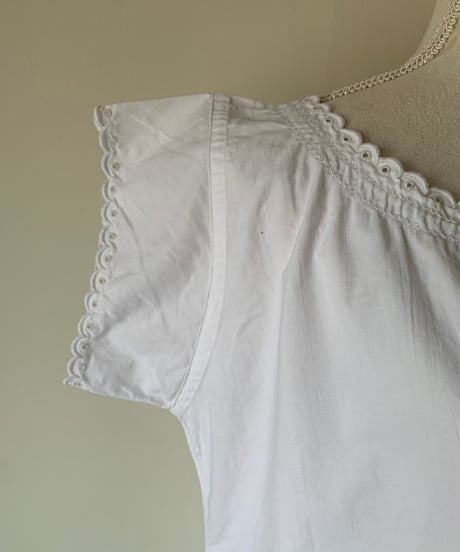 Initial embroidered linen night dress