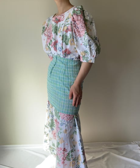"80s" Back Open Flower Print Dress