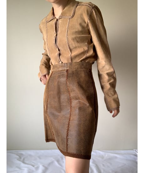 A-Line Leather Mini Skirt