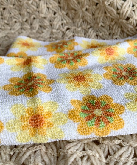 Vintage Pile Fabric Floral Towel