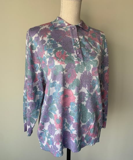 Floral Pattern Collared Sweater