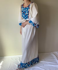 "60s" Flower Print Wide Sleeve Maxi Dress