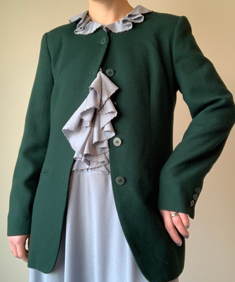 Fake Pocket Collarless Jacket