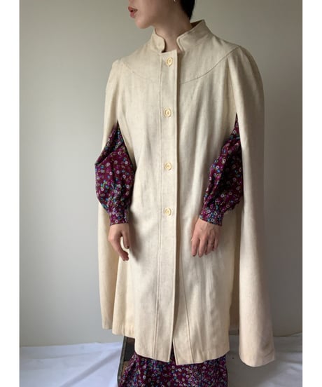 "80s" Wool Maxi Cape Coat