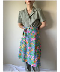 "80s" Flower Print Wrap Skirt