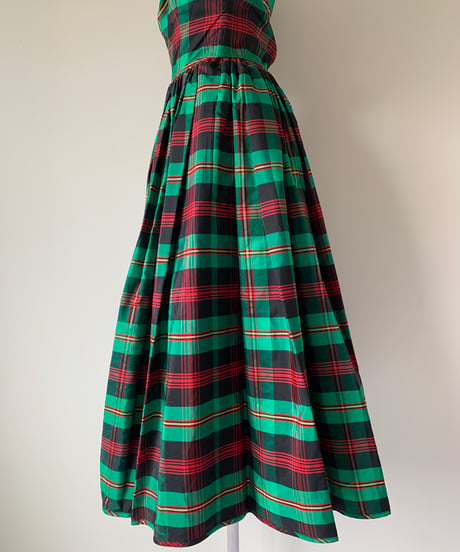 90s Puff sleeve plaid dress