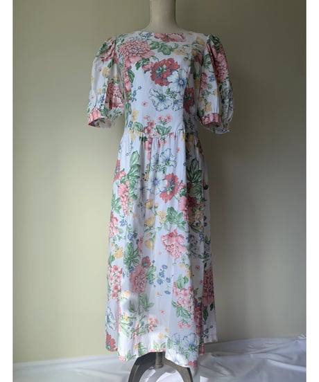 "80s" Back Open Flower Print Dress