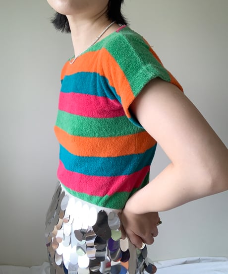 Pile Fabric Stripe T-shirt