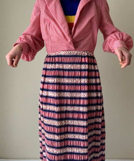 Gungam Check & Polka Dot Maxi Dress