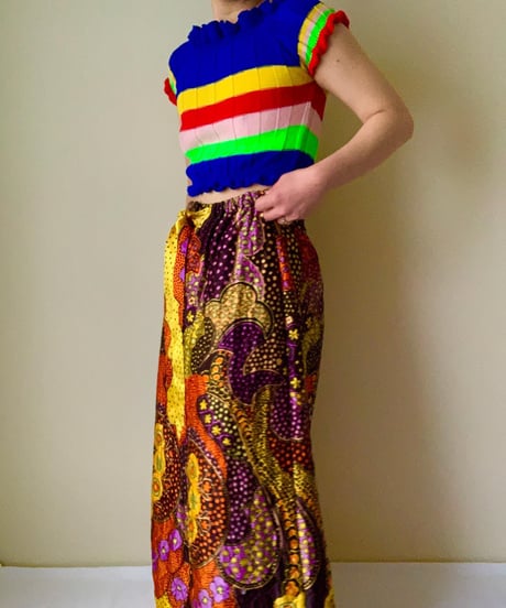 70's Paisley Quilting Maxi Skirt