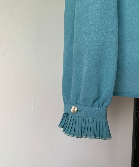 Ribbon Tie Frill Aquamarine Blouse