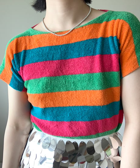 Pile Fabric Stripe T-shirt