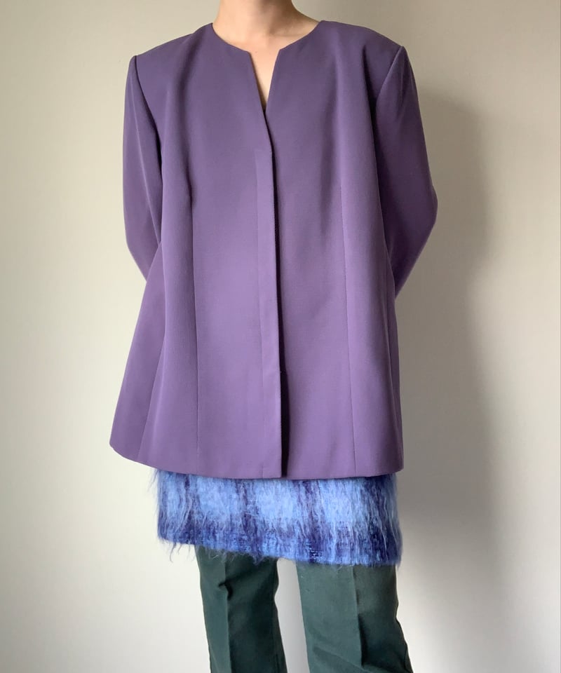 レア物 バラ色の暮し Rose Life ベロアジャケット ボルドー Purple Collarless Jacket | RÖDA TOKYO used&vin