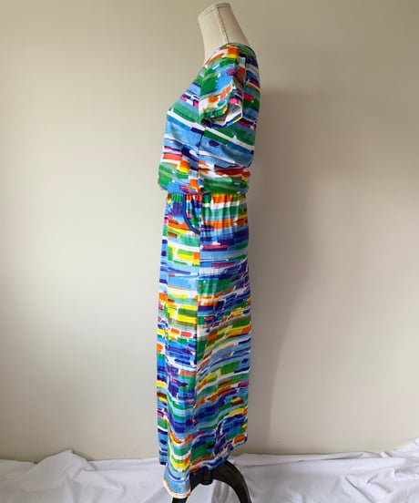 Multi Color Waist Gather Dress