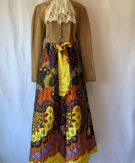 70's Paisley Quilting Maxi Skirt